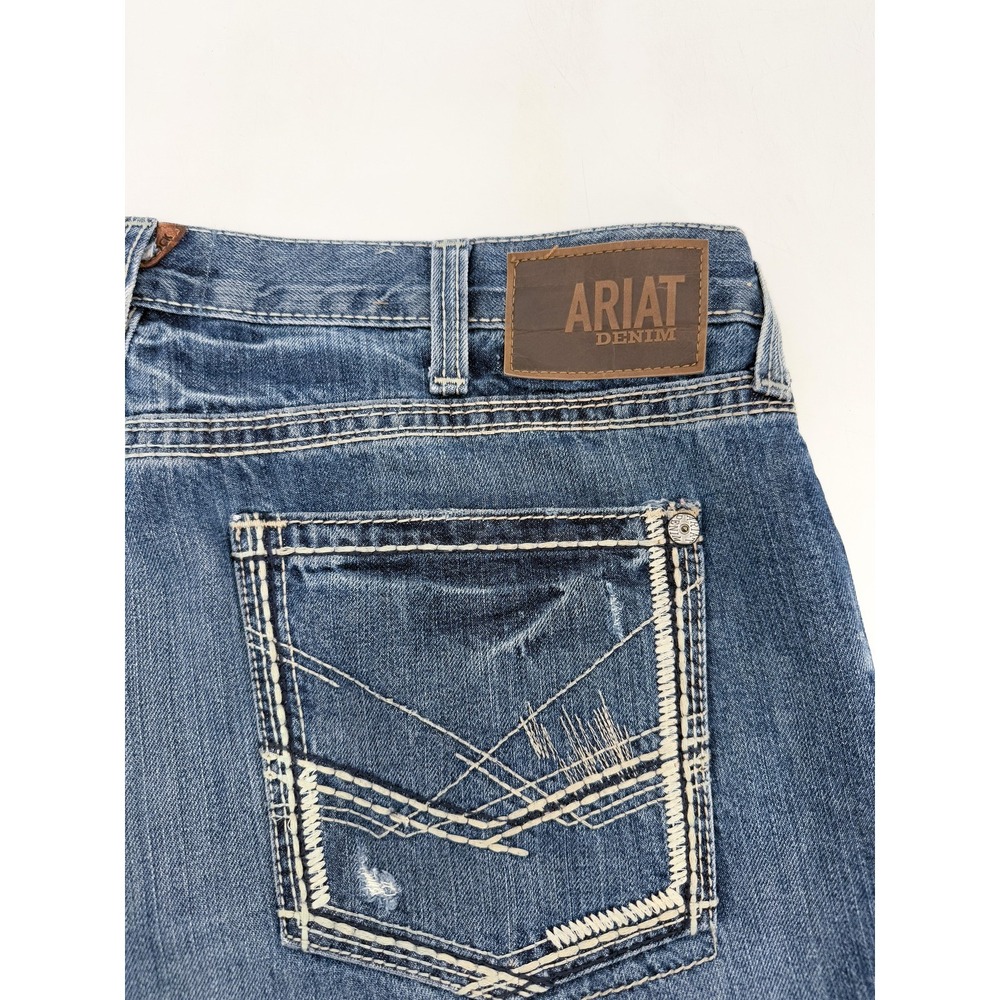 Ariat Jeans Mens 40 Blue M5 Straight Fit Straight Leg Denim Distressed - Picture 5 of 16